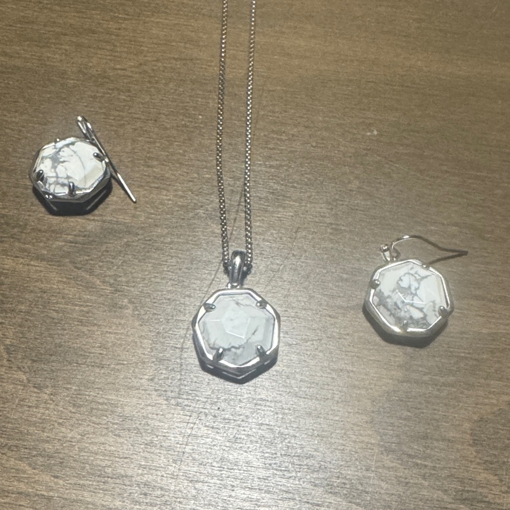 Kendra Scott Silver and White Earrings